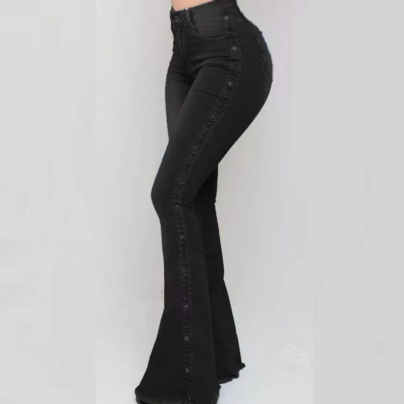 high waisted elastic floor speaker jeans women long pants Jeans