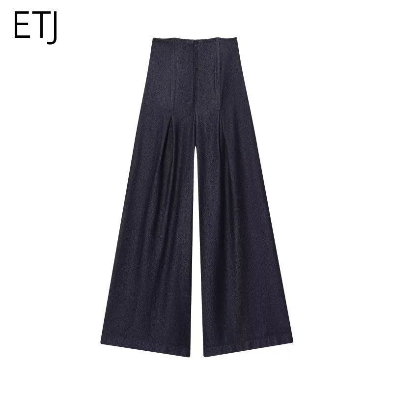 casual ultra high waist wide leg jeans