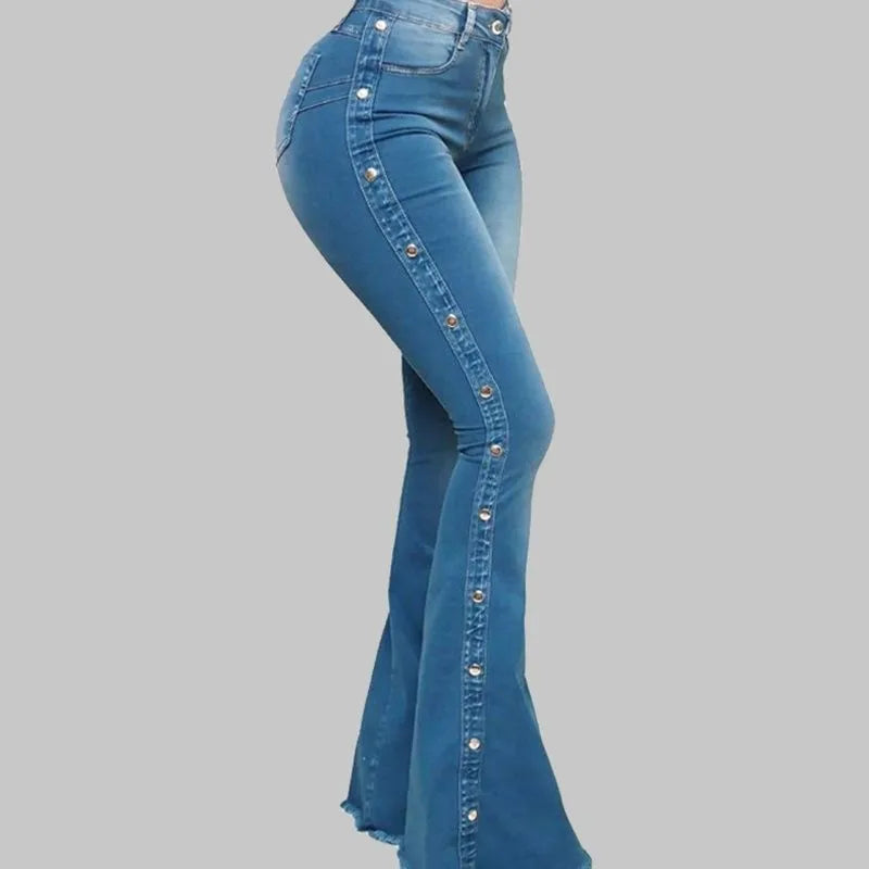 high waisted elastic floor speaker jeans women long pants Jeans