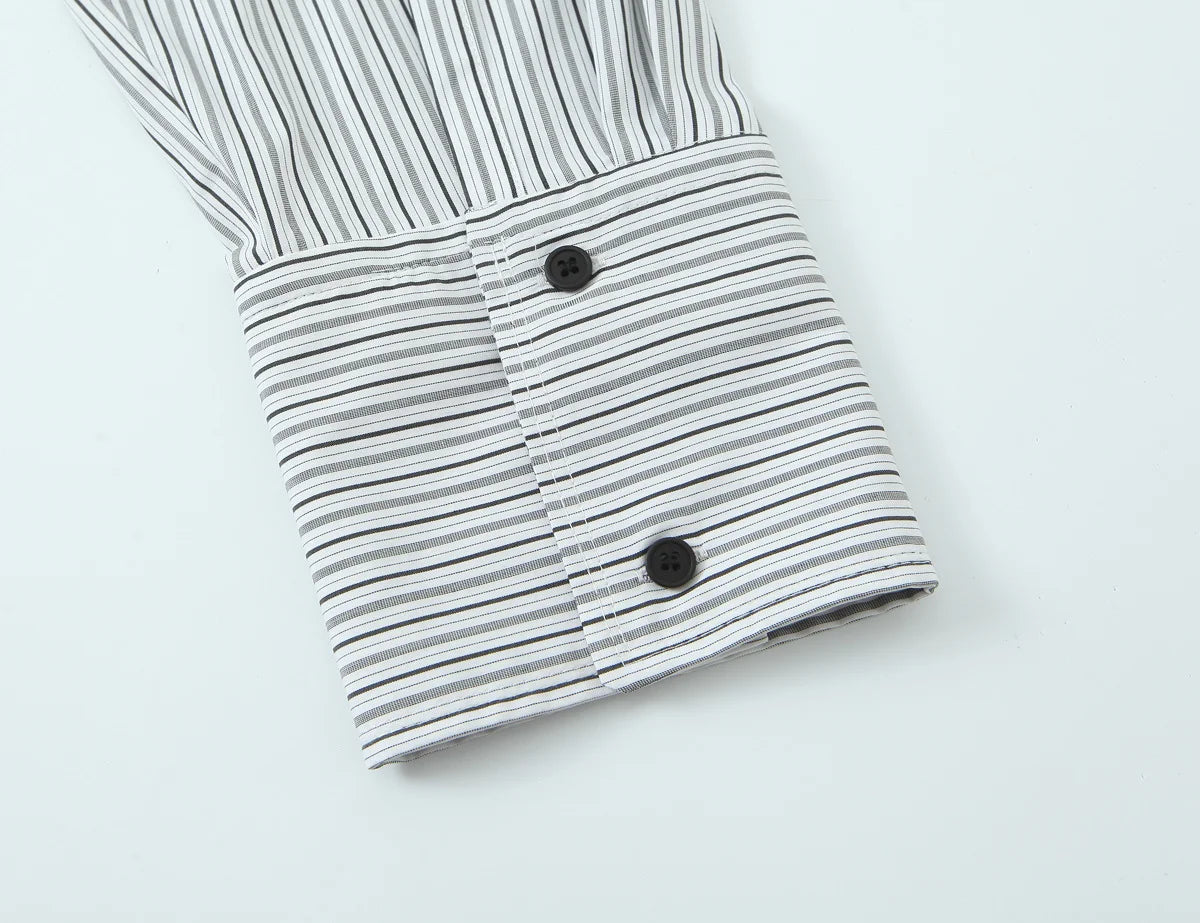 Women Shirt 2025 Women Autumn New Fashion Long Sleeves Button Striped Print Shirt With Tie Women Elegant Leisure Shirt