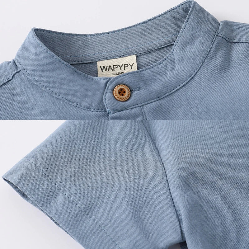 2025 Kids Shirts for Boys Toddler 1 to 2 3 4 5 6 7 Years White Black Yellow 100% Cotton Children Shirts Short Sleeve Summer Tops