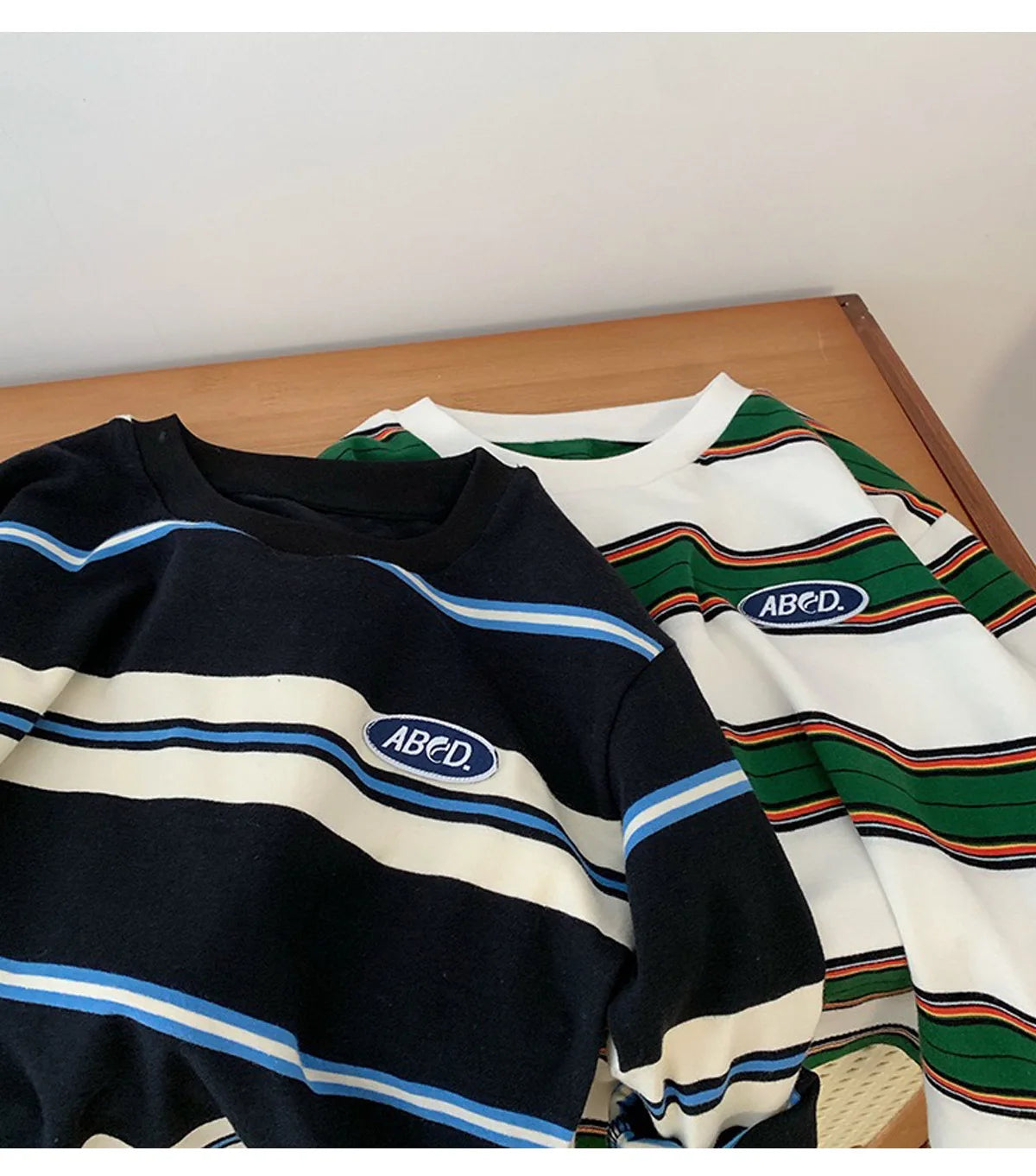 2025 Spring Autumn Kids Boys T-shirts Cotton Striped Loose Sticker Casual Long Sleeve Baby Girls Shirts Toddler Boys Tops