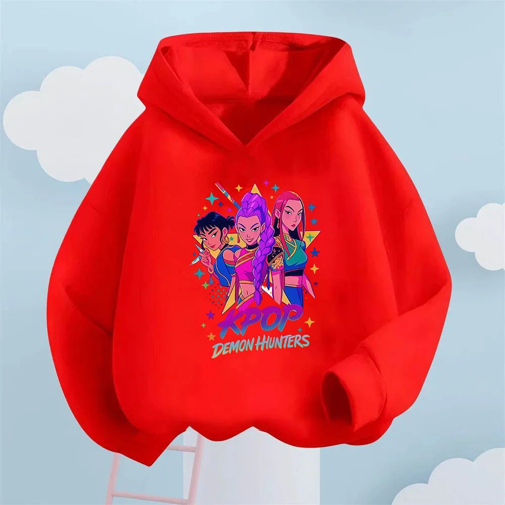 2025 Fall/Winter Collection. Kids' Hoodie, Featuring A Cool "KPOP DEMON HUNTERS" Girl Group Print.