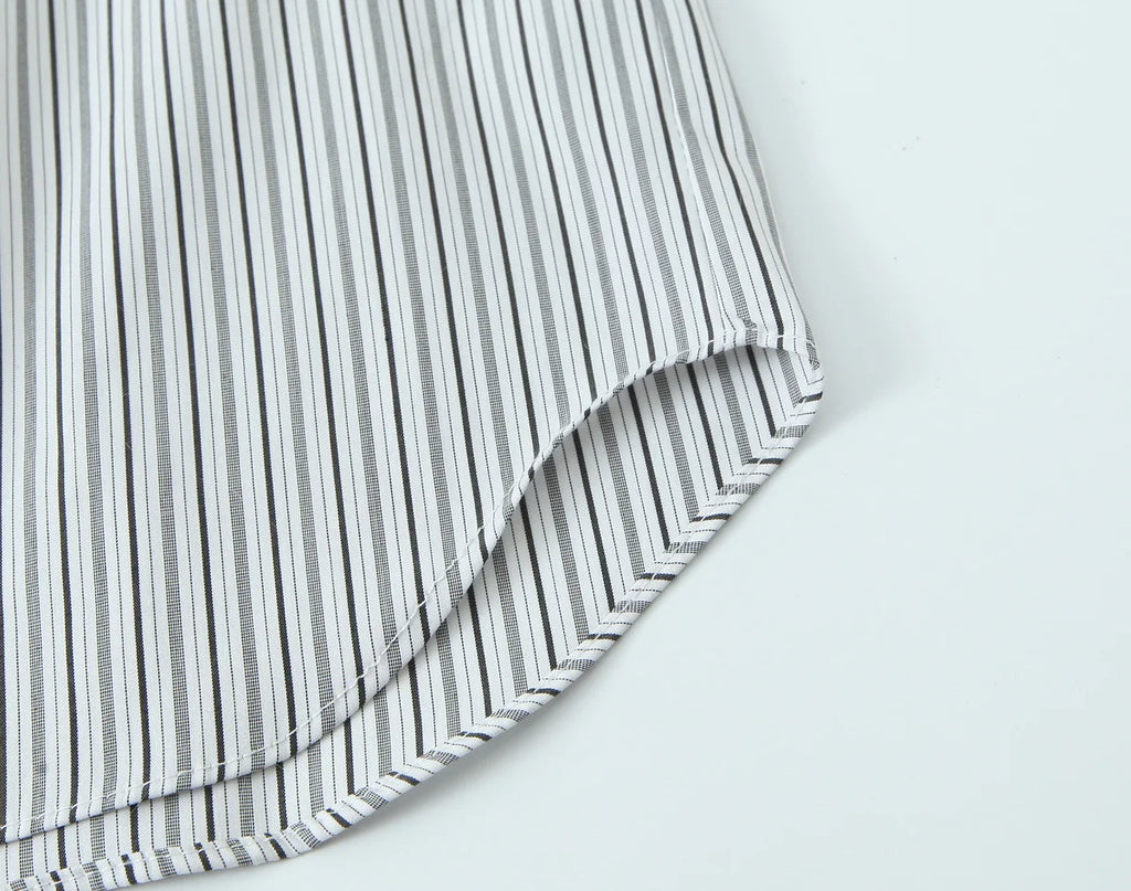 Women Shirt 2025 Women Autumn New Fashion Long Sleeves Button Striped Print Shirt With Tie Women Elegant Leisure Shirt