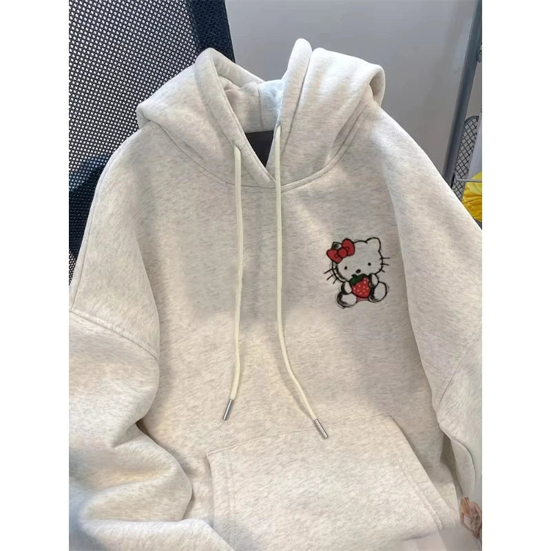 2025 Women's Hoodies Autumn Winter Clothing Anime Hello Kitty Art Design Graphics Hooded Fashion Y2K Oversized Girl Cotton Tops