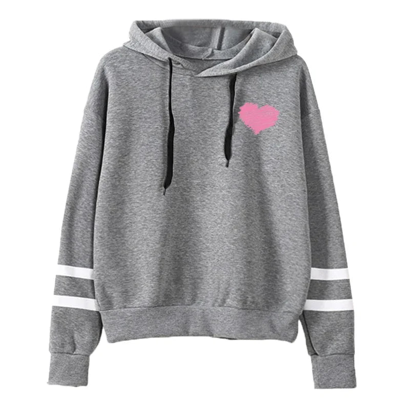 2025 New Arrival Women's Hoodie Cute Heart Print Hooded Long Sleeved Sweatshirt Autumn Winter Daily Casual Fashion Warm Pullover