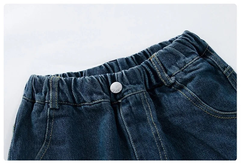 Teen Boys Jeans 2025 New Spring Autumn Pants Children's Straight Trousers Teenager Wide-legged Cargo Pants Kids Loose Clothes