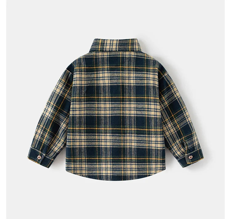New Children's Clothes 2025 Kids Shirts With Collar Boys' Cotton Long Sleeved Baby Clothing Casual Top Plaid Blouse for Boy 2-7Y