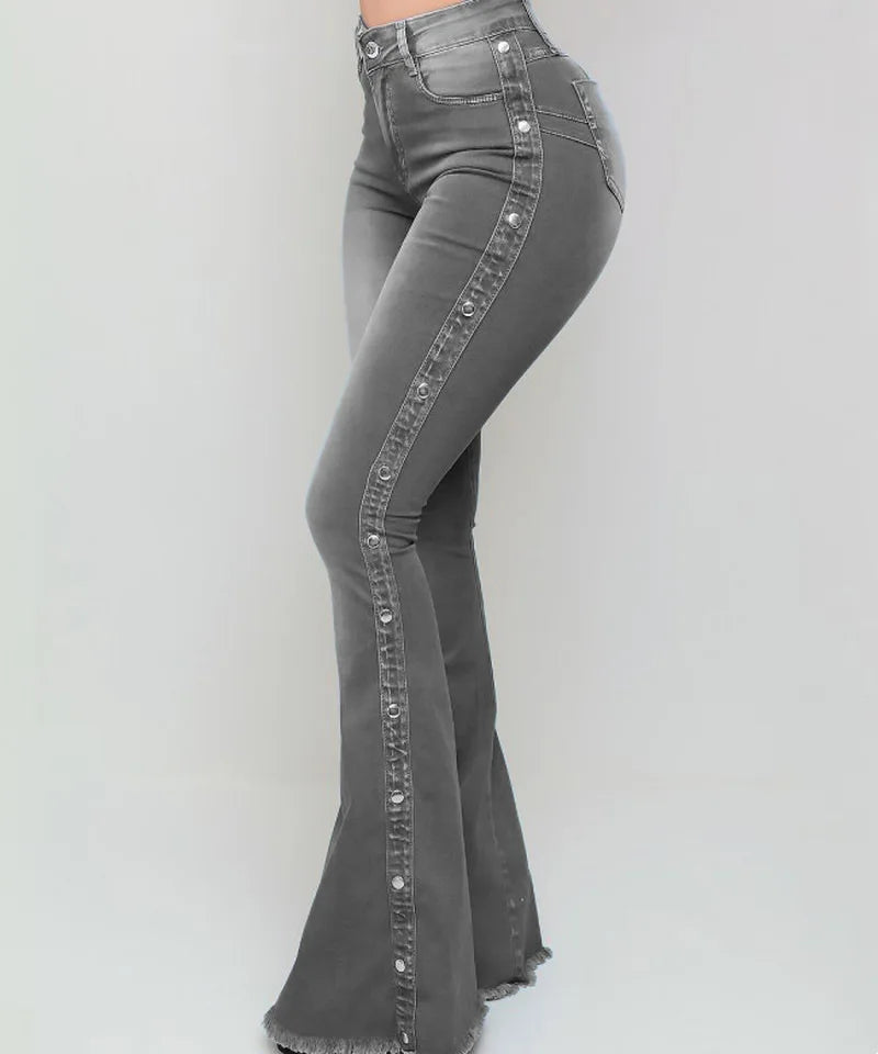 high waisted elastic floor speaker jeans women long pants Jeans
