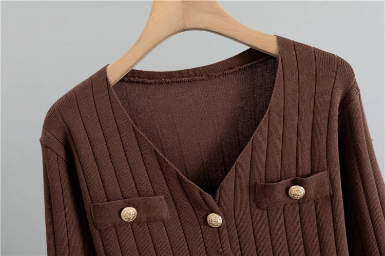 2025 Women Three Piece Sets  Kintted  Vest Pleated Skirt Spring Autumn  Cardigan Top High Waist Skirt New Elegant  Suit