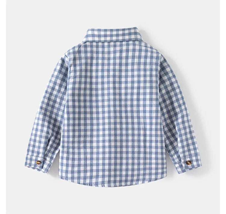 New Children's Clothes 2025 Kids Shirts With Collar Boys' Cotton Long Sleeved Baby Clothing Casual Top Plaid Blouse for Boy 2-7Y