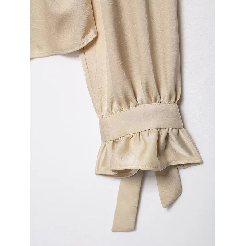 2025 Woman Blouses Wrinkle Effect Elegant Shirts for Women Autumn Long Sleeve Shirt Women Deep V neck Slim Tops Button Up Shirts