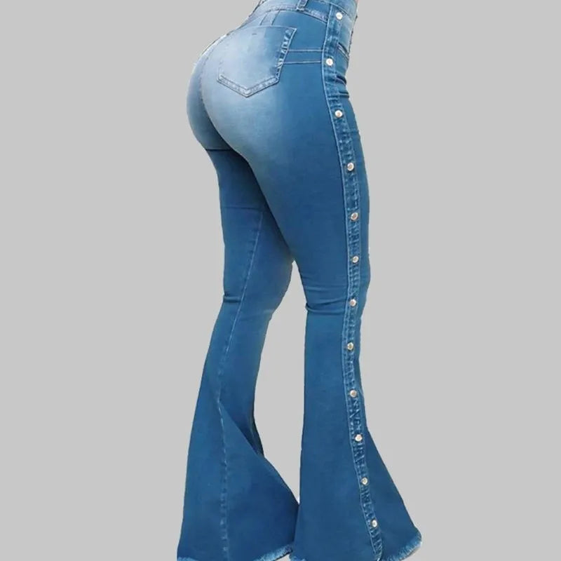 high waisted elastic floor speaker jeans women long pants Jeans