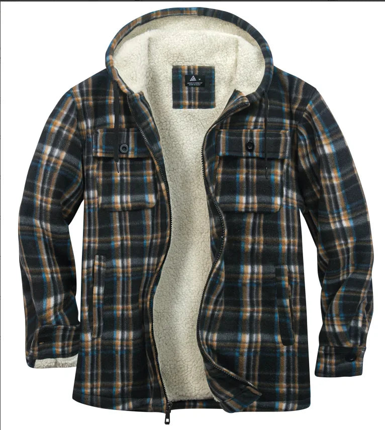 Plaid Lamb Fur Jacket 2025 Men