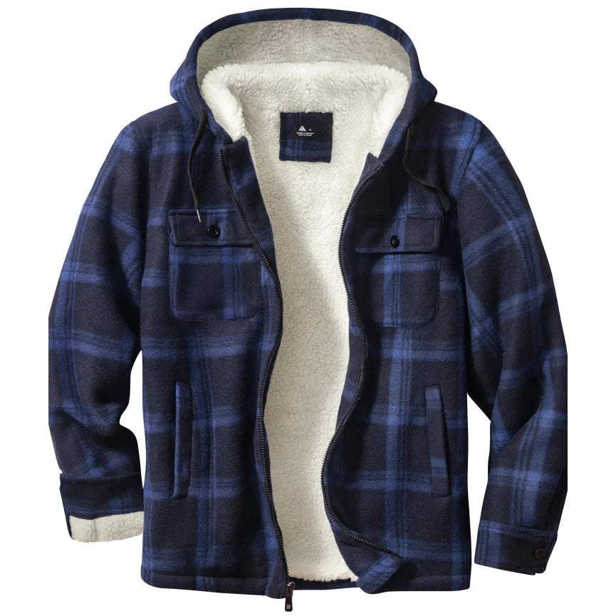 Plaid Lamb Fur Jacket 2025 Men