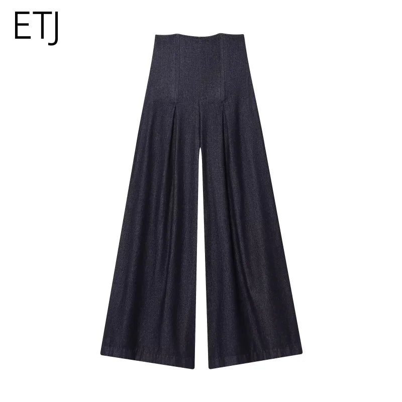 casual ultra high waist wide leg jeans