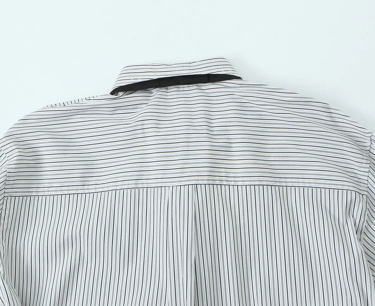 Women Shirt 2025 Women Autumn New Fashion Long Sleeves Button Striped Print Shirt With Tie Women Elegant Leisure Shirt