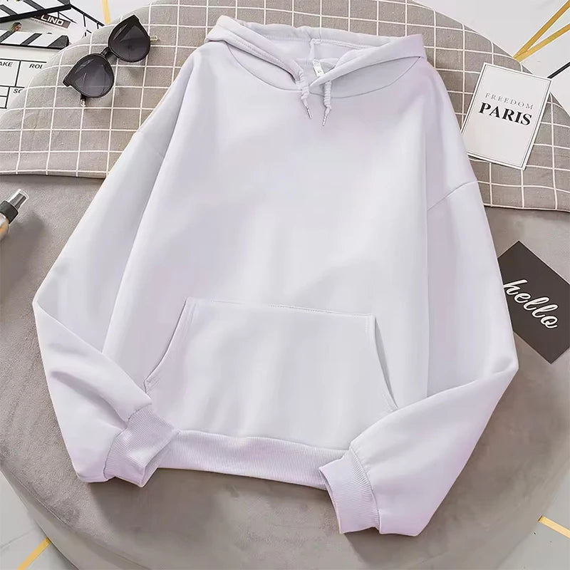 2025 white Hoodies men women Autumn Long Sleeve Pullover Tops Casual Pocket Hoodies Unisex Outer Loose Sport Wear