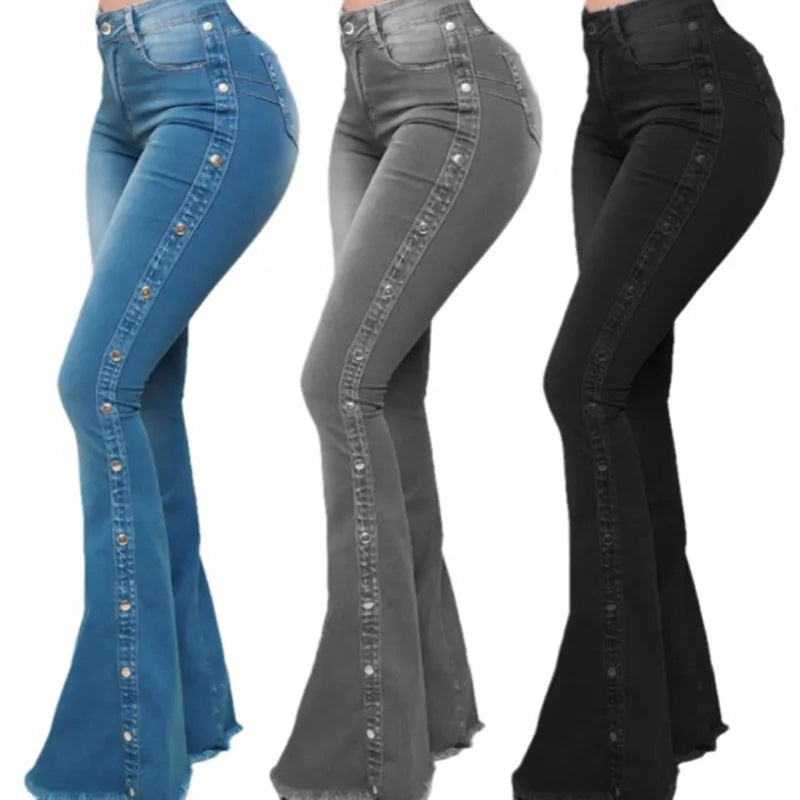 high waisted elastic floor speaker jeans women long pants Jeans