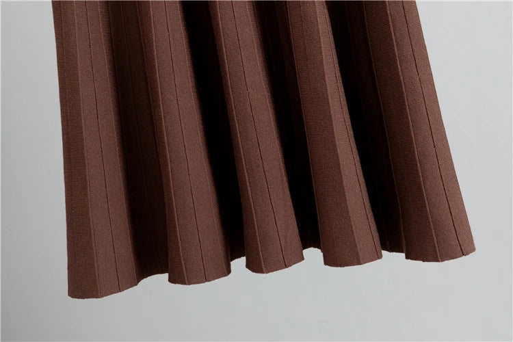 2025 Women Three Piece Sets  Kintted  Vest Pleated Skirt Spring Autumn  Cardigan Top High Waist Skirt New Elegant  Suit