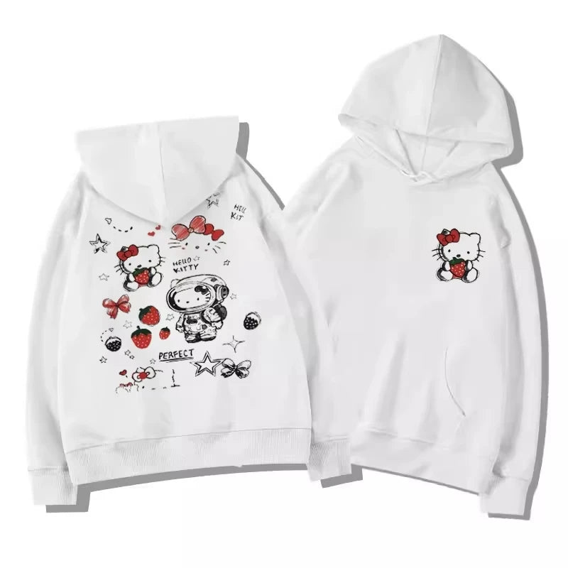 2025 Women's Hoodies Autumn Winter Clothing Anime Hello Kitty Art Design Graphics Hooded Fashion Y2K Oversized Girl Cotton Tops