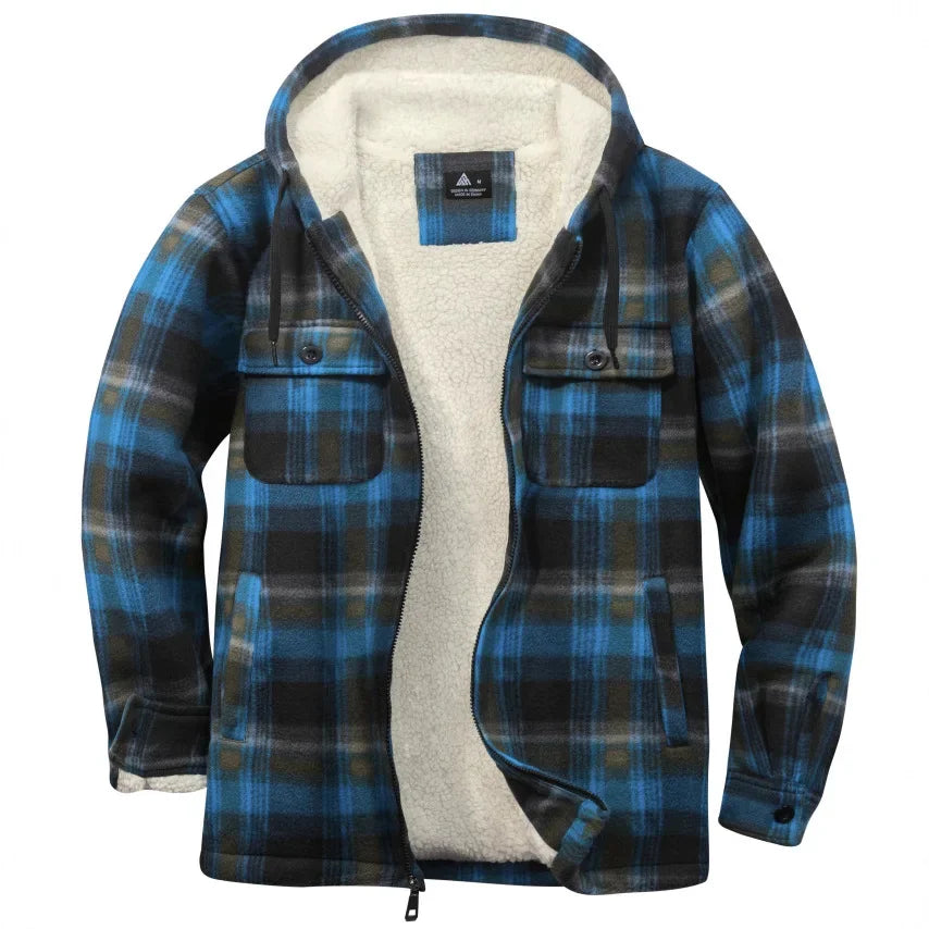 Plaid Lamb Fur Jacket 2025 Men