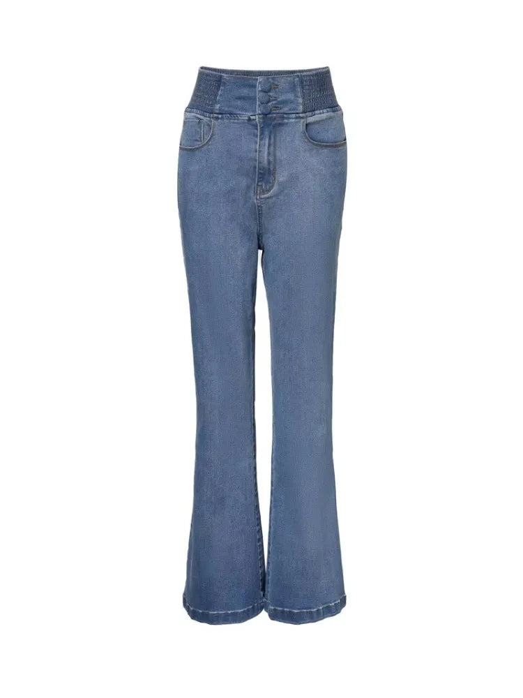 Women Elastic Skinny Denim Pants Y2K Trousers Shaping Butt Lift Slim-fit Jeans