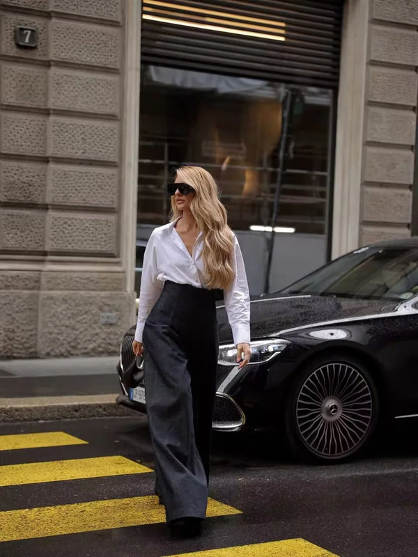 casual ultra high waist wide leg jeans